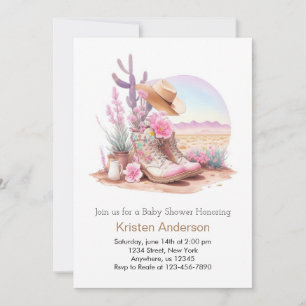 Invitation Bottes et Casquette Baby shower de charmante fille