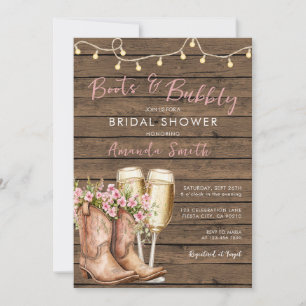 Invitation Bottes et Champagne pétillant Rustique Occidental