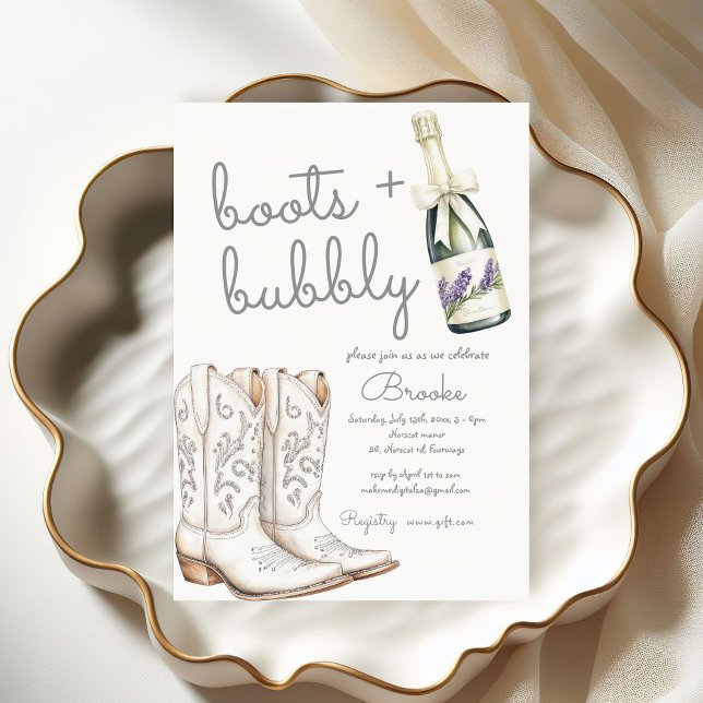 Invitation Bottes et Fête des mariées blanche (Créateur téléchargé)