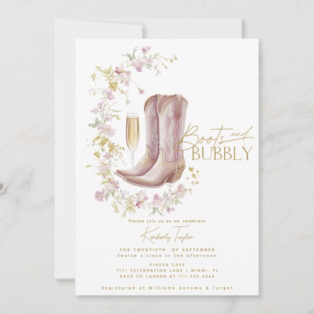 Invitation Bottes Et Fête des mariées Fleur sauvage Bubly (Devant)