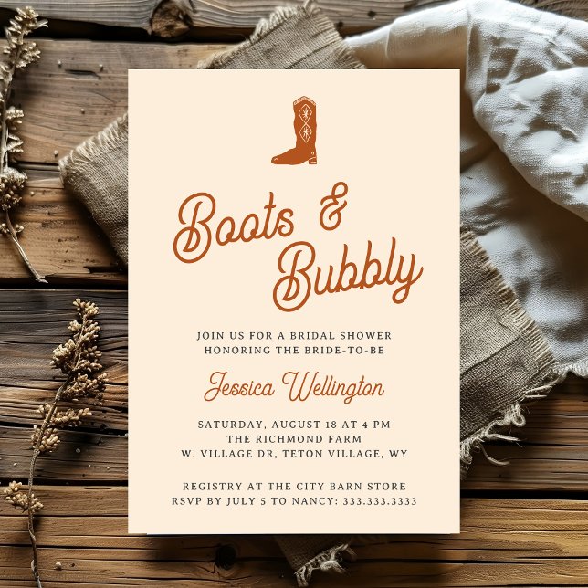 Invitation Bottes et Fêtes des mariées de Bubbly de l'Ouest r (Créateur téléchargé)