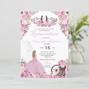 Invitation Bottes florales de Charra Ouest rose Quinceañera