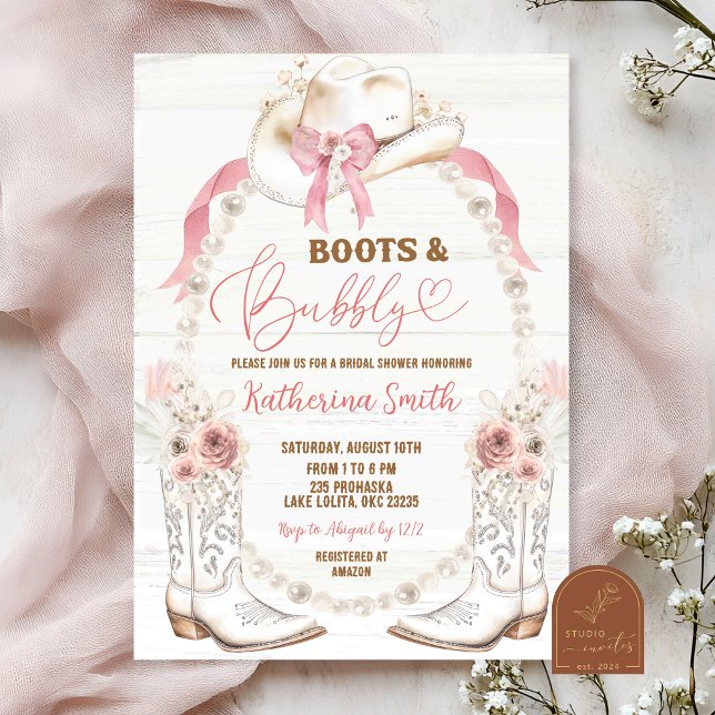 Invitation Bottes occidentales rustiques et Fête des mariées  (Créateur téléchargé)