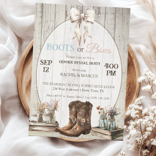 Invitation Bottes ou arcs Fête de révélation du sexe rustique