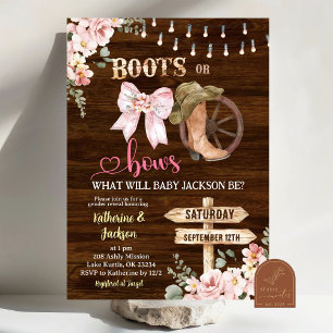 Invitation Bottes ou noeuds floraux rustiques pour révélation