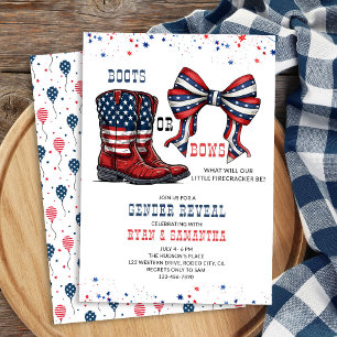 Invitation Bottes ou Nœuds Western Rouge Blanc Bleu Révélatio