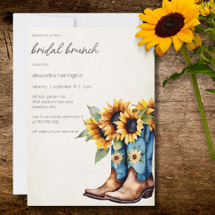 Invitation Bottes rustiques de cowboy et tournesols