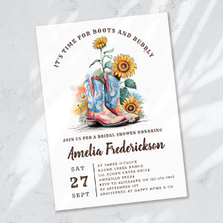 Invitation Bottes rustiques de cowgirl et Fête des mariées Bu