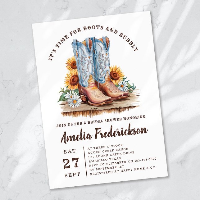 Invitation Bottes rustiques de cowgirl et Fête des mariées Bu (Créateur téléchargé)