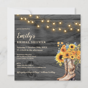 Invitation Bottes rustiques Floral String Lumières Photo Brid