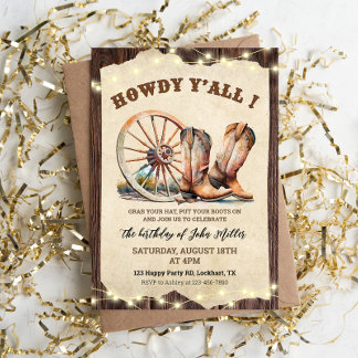 Invitation Bottes Western Cowboy abattu Howdy Y'all