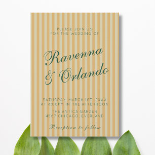 Invitation Bottle Green Retro Honey Vintage Stripe Mariage
