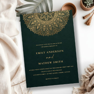 INVITATION BOTTLE VERT OR CLASSIQUE ORNATE MANDALA MARIAGE