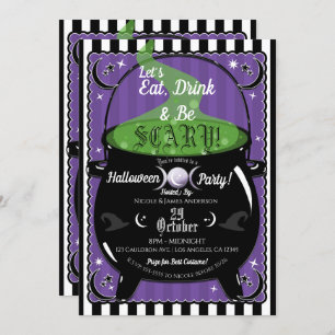 Invitation Boubbling Cauldron Whimsical Witch Parti d'Hallowe