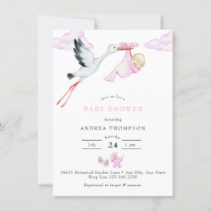 Invitation Bouche   Aquarelle bébé fille douche
