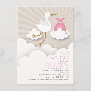 Invitation Bouche + Baby shower nuages - Rose