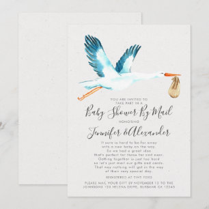 Invitation Bouche d'aquarelle Baby shower Blue Couple'e par c