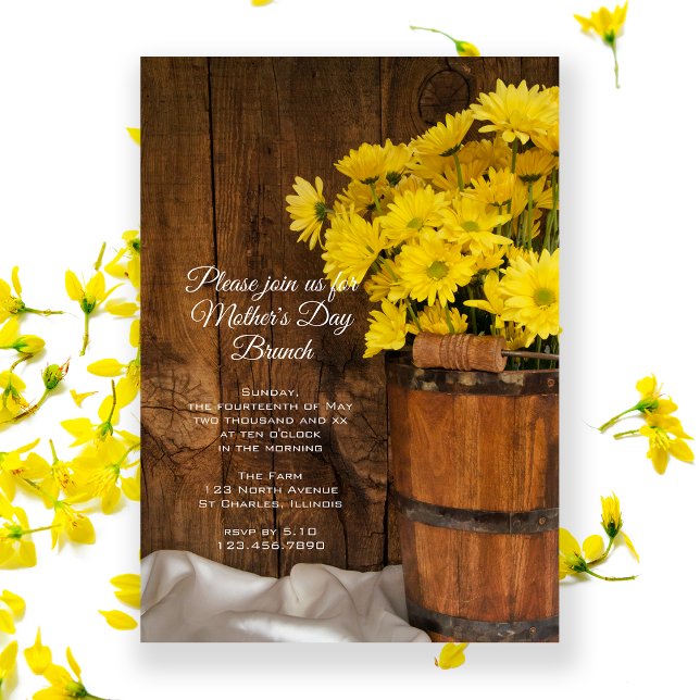 Invitation Bouche en bois Fêtes Jaunes Fête des Mères Brunch (Créateur téléchargé)