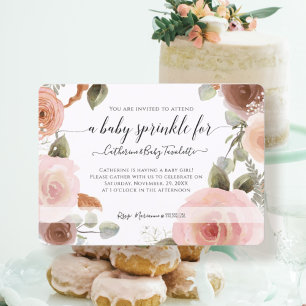 Invitation Bouche rose rose Floral BOHO Aquarelle Bébé Fille 