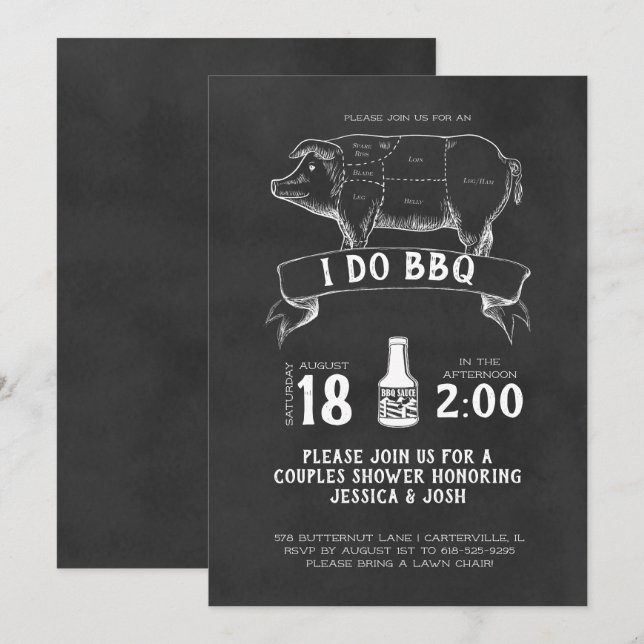 Invitation Bouchers Rétro - Je fais BBQ (Devant / Derrière)