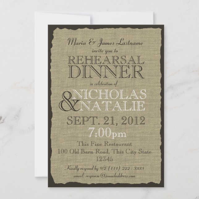 Invitation Bouclage Look 5 x 7 Dîner de répétition (Devant)