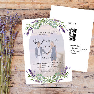 Invitation Boucles de photos en arc de lavande QR RSVP mariag