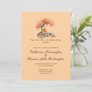 Invitation Bouddha sous un arbre Cérémonie de mariage bouddhi