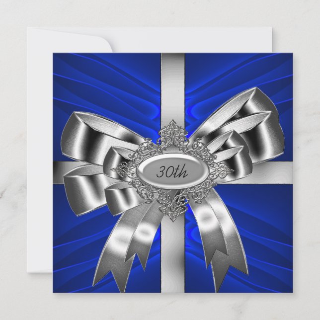 Invitation Boue d'argent bleu 30e Bijou blanc noir (Devant)