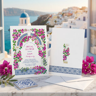 Invitation Bougainville Méditerranée bleu Baby shower