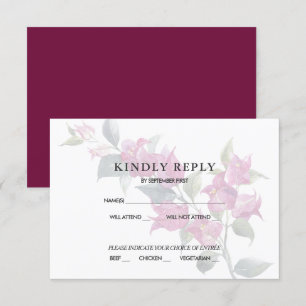 Invitation Bougainvillea Méditerranéen Rose Bourgogne RSVP In