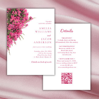 Invitation Bougainvillea Rose Aquarelle Tout En Un Mariage