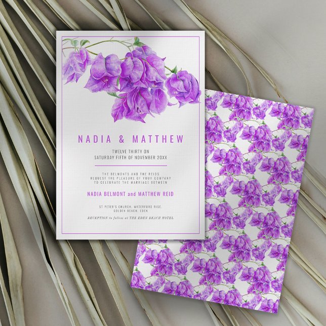 Invitation Bougainvillea violet mariage d'aquarelle (Créateur téléchargé)