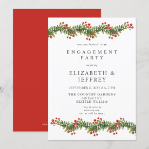 Invitation Boughs rustiques de Holly Christmas Engagement Par
