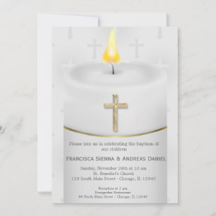 Invitation Bougie Baptême Argent
