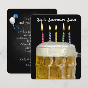 Invitation Bougie d'anniversaire en bière