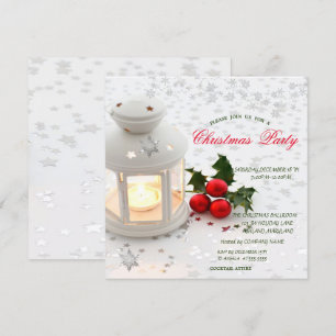 Invitation Bougie, Étoiles Fête de Noël Entreprise Soirée d'e