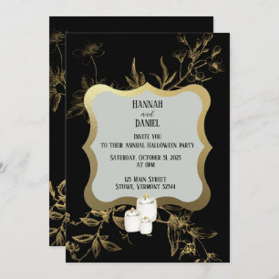 Invitation Bougie noire et or Halloween Party