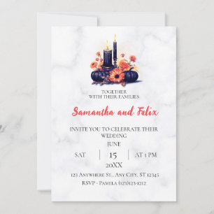 Invitation Bougie Noire Mariage Moisson d'Automne Marbre