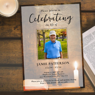 Invitation Bougies Bible Célébration de la vie Photo Funérail