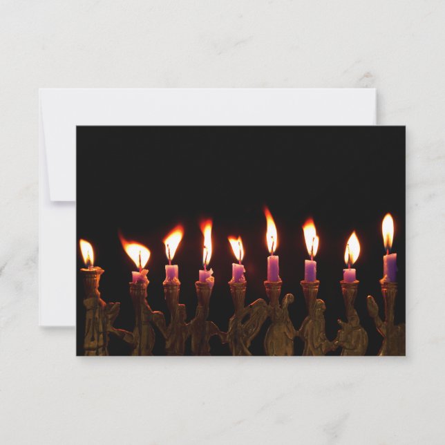 Invitation Bougies brûlantes de Hanoukka Chanukah Hanukah (Devant)