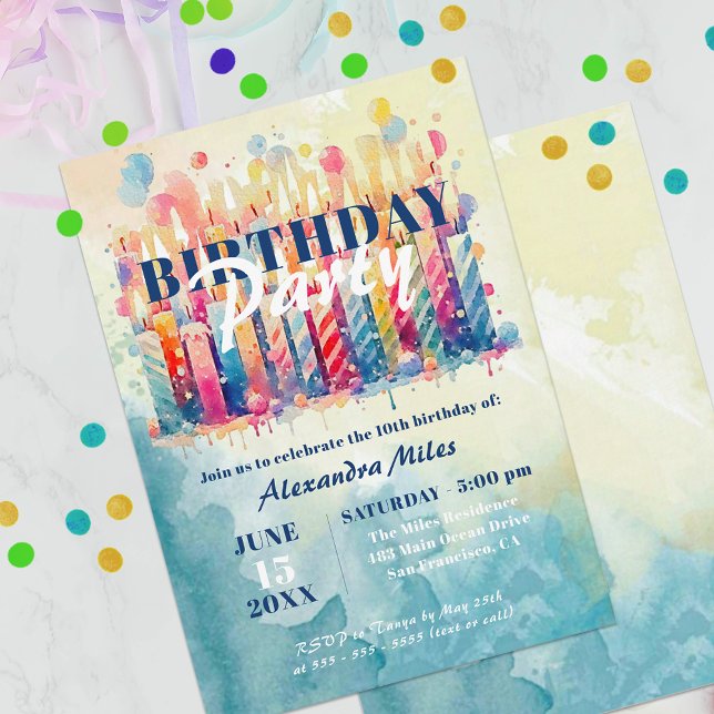 Invitation Bougies colorées et ballons Anniversaire (Créateur téléchargé)