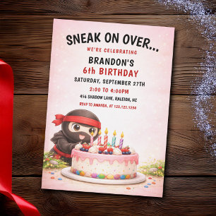 Invitation Bougies colorées gâteau d'anniversaire Ninja Migno