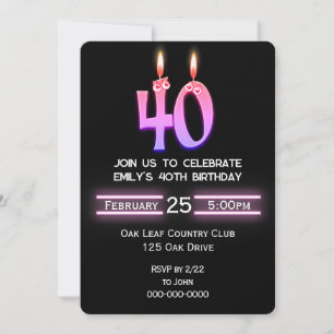 Invitation Bougies du 40e anniversaire