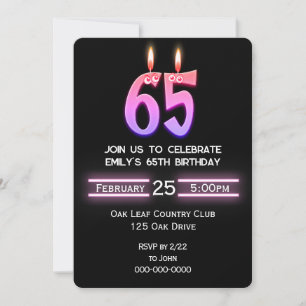Invitation Bougies du 65e anniversaire