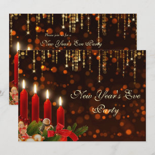 Invitation Bougies et lumières de Noël Réveillon du Nouvel An