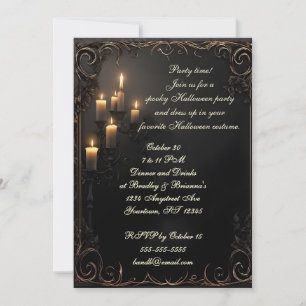 Invitation Bougies sur Black Halloween Party