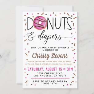 Invitation Bouillie de chocolat Donut Baby Sprinkor Shower In