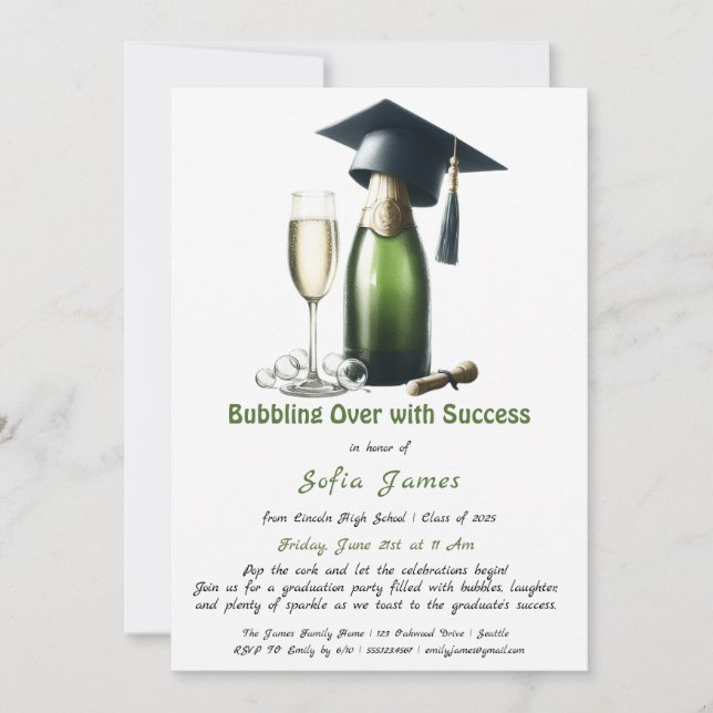 Invitation Bouillonnant avec succès Un diplôme étincelant (Devant)