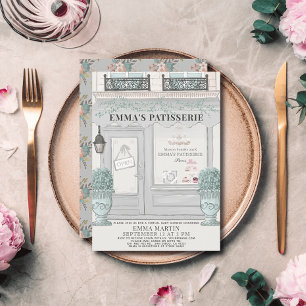 Invitation boulangerie française pâtisserie Gris Baby shower