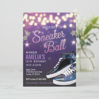 Invitation Boule de Basket violet vif personnalisé Anniversai